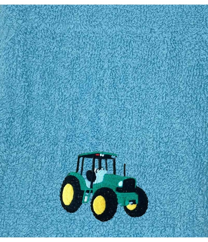 Drap de Bain Tracteur Vert Personnalisé 70X140