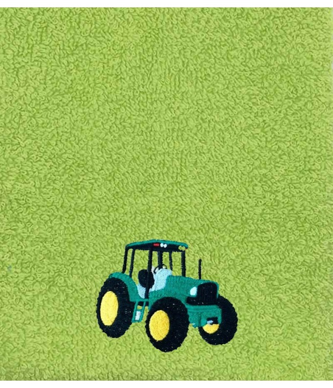 Drap de Bain Tracteur Vert Personnalisé 70X140