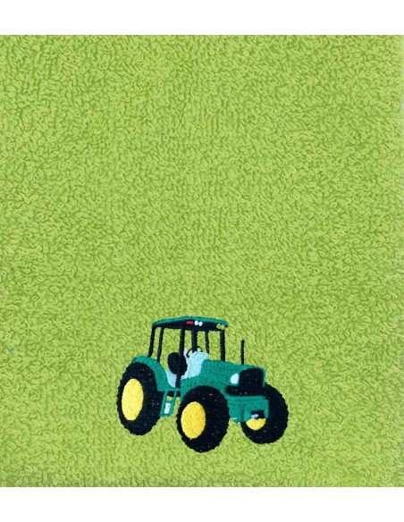 Drap de Bain Tracteur Vert Personnalisé 70X140