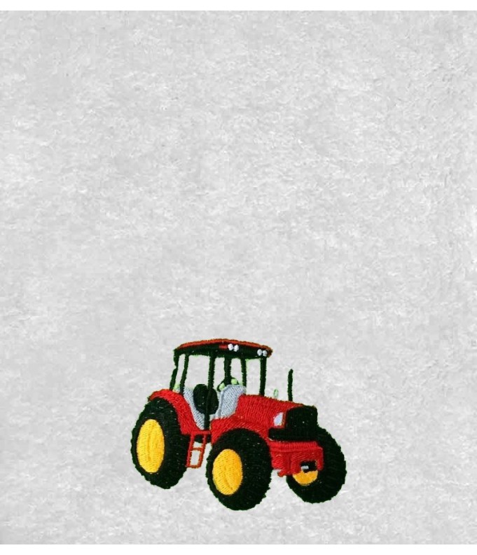 Drap de Bain Tracteur Rouge Personnalisé 70X140