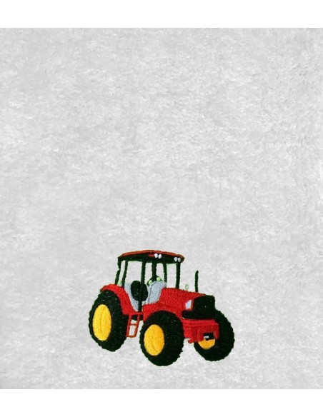 Drap de Bain Tracteur Rouge Personnalisé 70X140