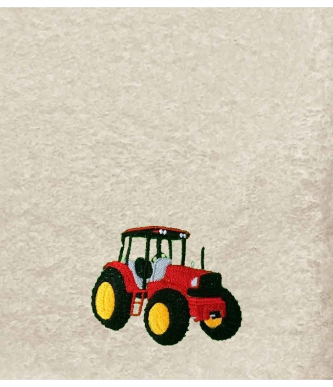 Drap de Bain Tracteur Rouge Personnalisé 70X140