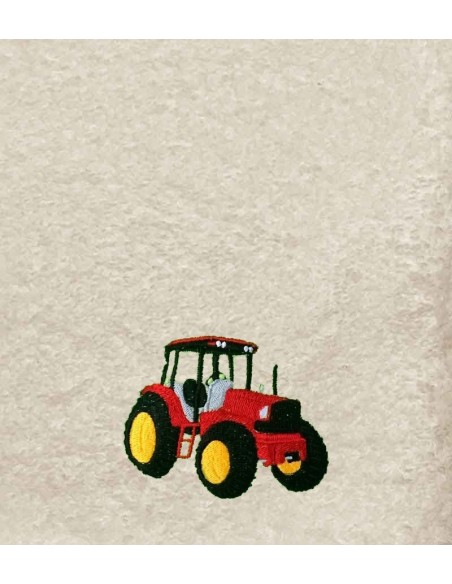 Drap de Bain Tracteur Rouge Personnalisé 70X140
