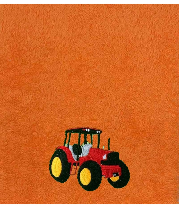 Drap de Bain Tracteur Rouge Personnalisé 70X140