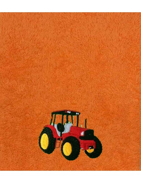 Drap de Bain Tracteur Rouge Personnalisé 70X140