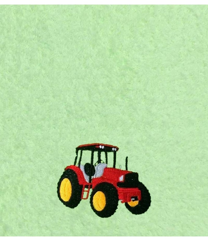 Drap de Bain Tracteur Rouge Personnalisé 70X140