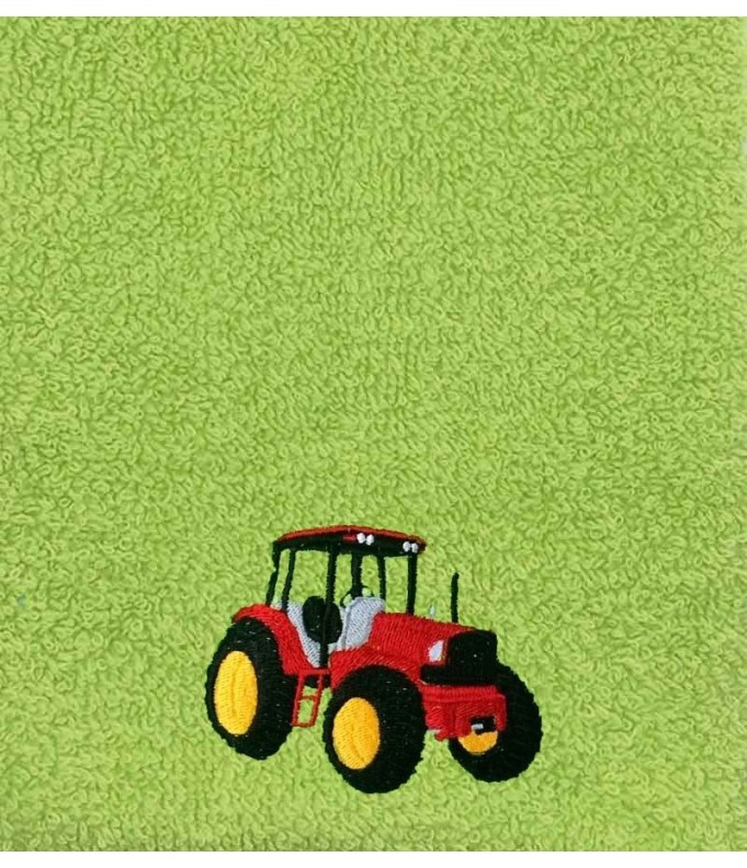 Drap de Bain Tracteur Rouge Personnalisé 70X140