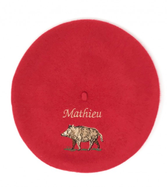 Béret  Laulhère laine mérinos sanglier 4  personnalisé