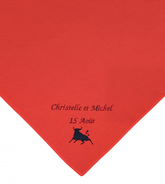 Foulard rouge Taureau  2 personnalisé