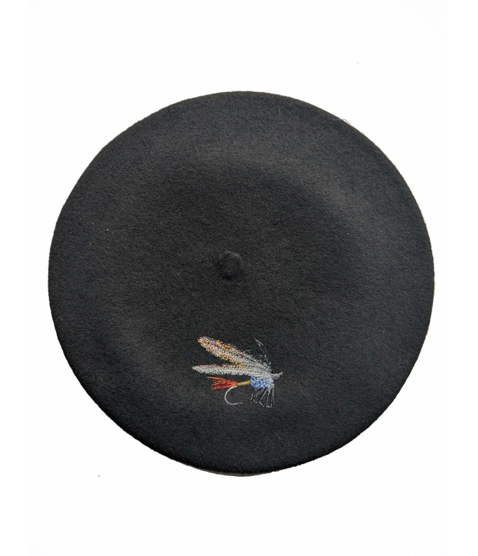 Béret noir Pêche à la mouche personnalisé
