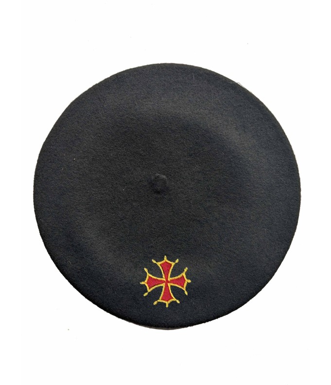 Béret croix occitane noir  personnalisé