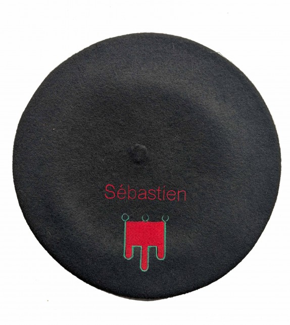 Béret noir auvergnat noir  personnalisé