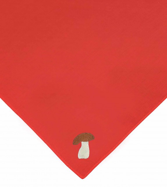 Foulard rouge Cèpe  Brodé