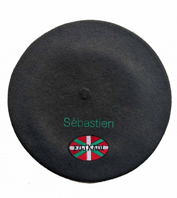 Béret Euskadi noir  personnalisé