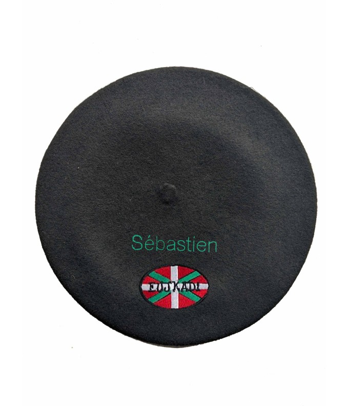Béret Euskadi noir  personnalisé