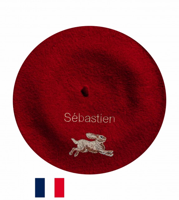 Béret  Lièvre fabriqué à Bayonne et  personnalisé à Osses