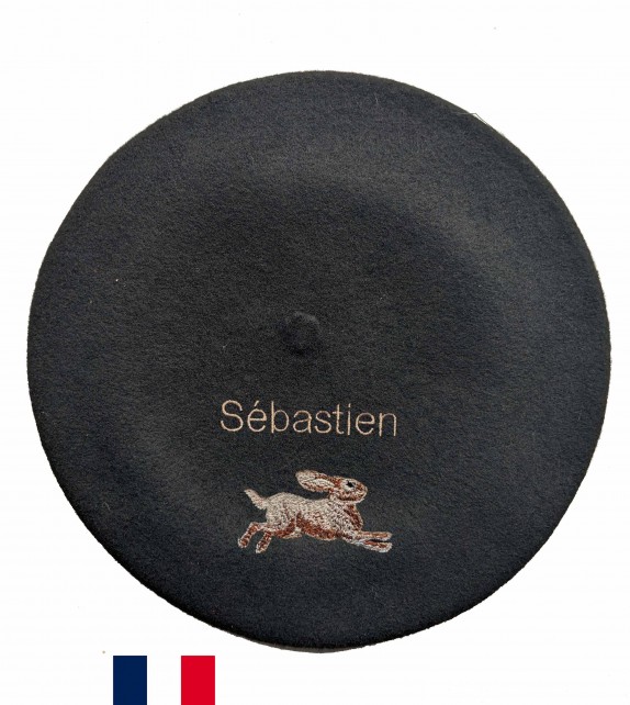 Béret  Lièvre fabriqué à Bayonne et  personnalisé à Osses