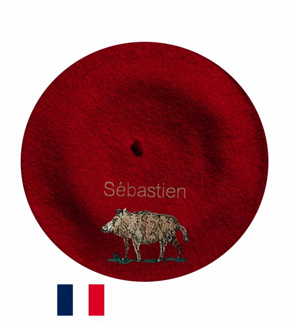 Béret sanglier 4 fabriqué à Bayonne et personnalisé à Osses
