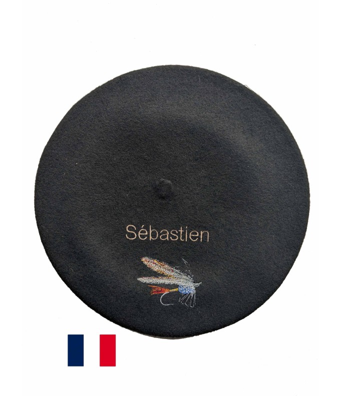 Béret noir Pêche à la mouche fabriqué à Bayonne...
