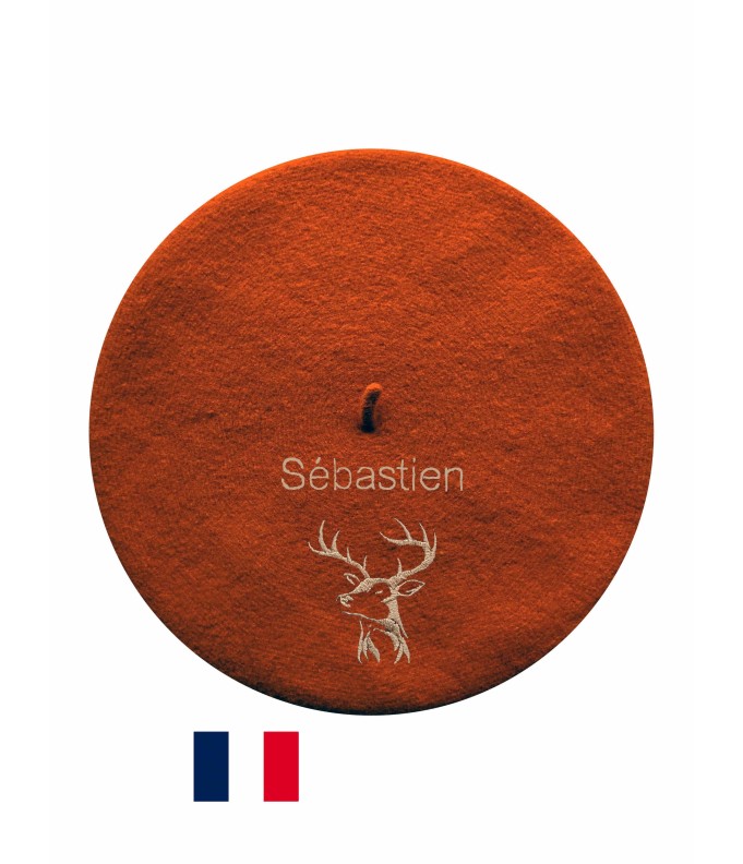 Béret Cerf 2 fabriqué à Bayonne et personnalisé...