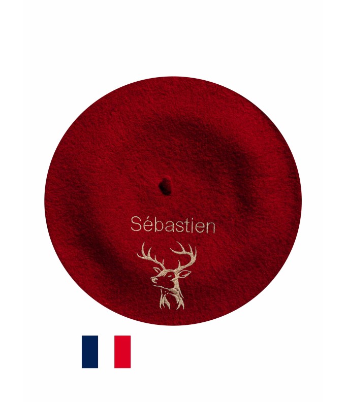 Béret Cerf 2 fabriqué à Bayonne et personnalisé...