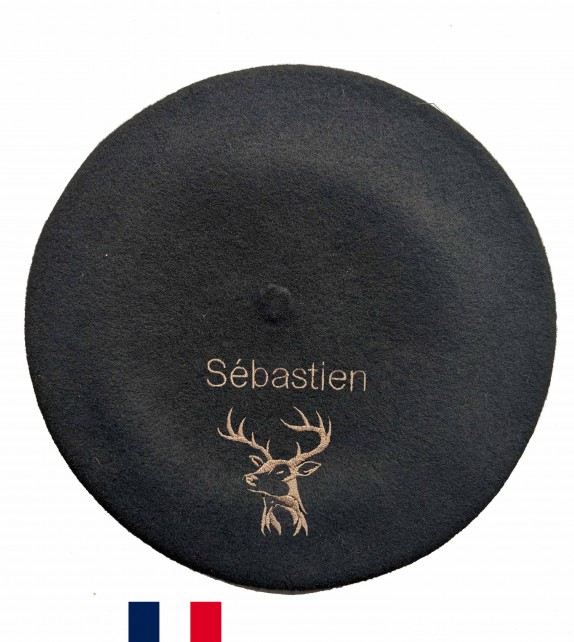 Béret Cerf 2 fabriqué à Bayonne et personnalisé à Osses