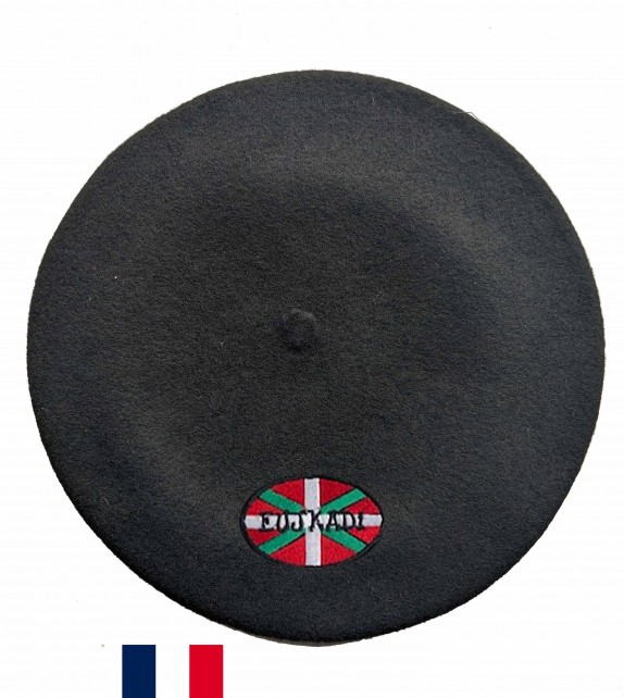 Béret Euskadi noir fabriqué à Bayonne