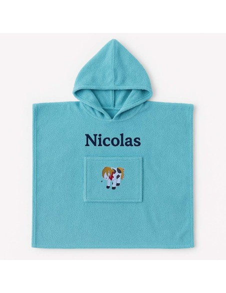 Poncho personnalisé avec motif cheval pottok