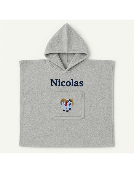 Poncho personnalisé avec motif cheval pottok