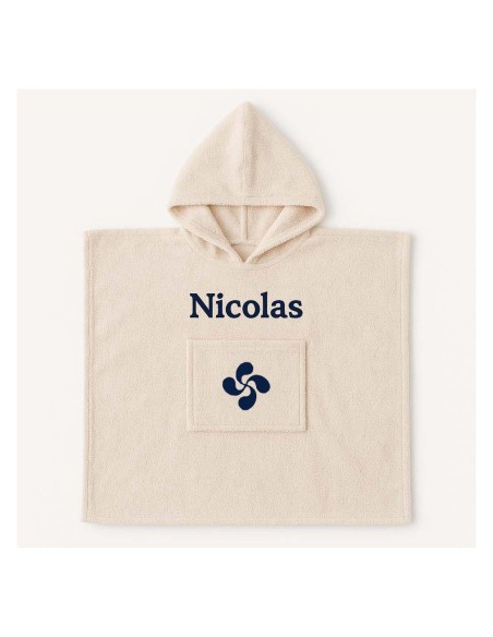 Poncho personnalisé avec motif croix Basque