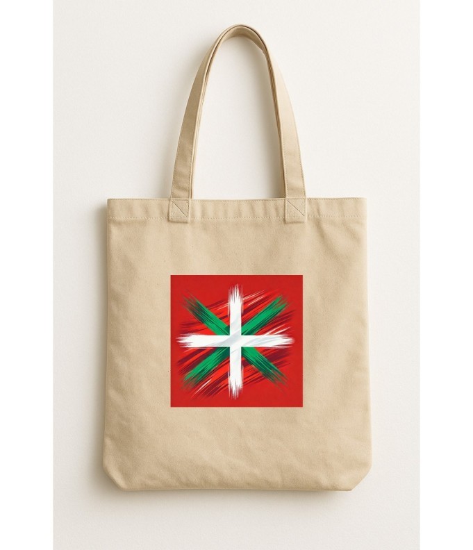 Cabas en coton motif ikurriña imprimé