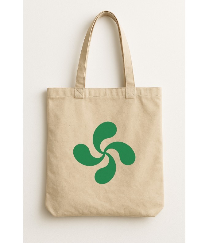 Cabas en coton motif Lauburu berdea imprimé