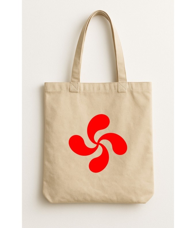 Cabas en coton motif Lauburu Gorria imprimé