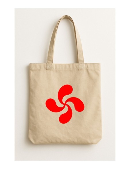 Cabas en coton motif Lauburu Gorria imprimé