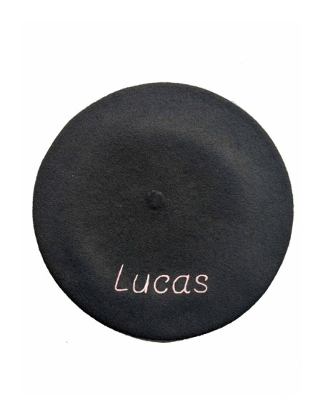Béret basque personnalisé noir brodé