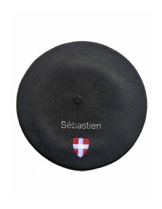 Béret savoyard personnalisé noir brodé
