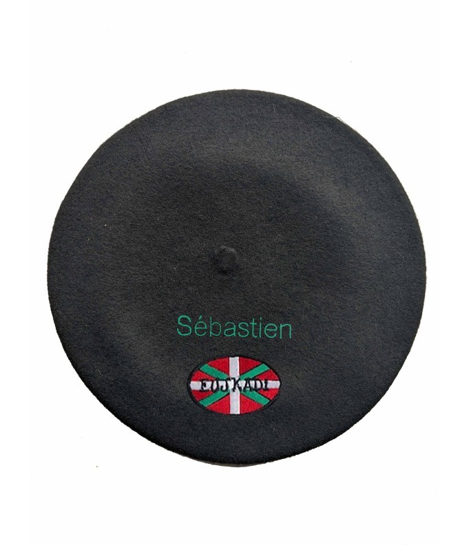 Béret Euskadi personnalisé noir brodé