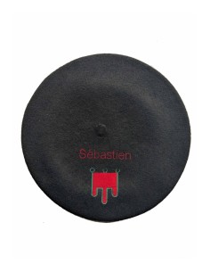 Béret auvergnat personnalisé noir brodé
