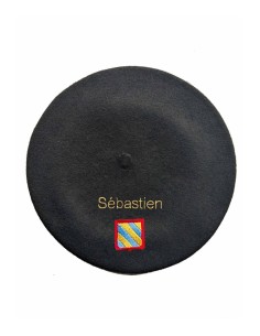 Béret Bourgogne personnalisé noir brodé
