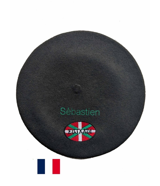 Béret Euskadi personnalisé noir – fabrication à...