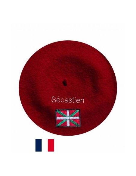 Béret Drapeau Basque personnalisé – fabrication à Bayonne, broderie à Ossès