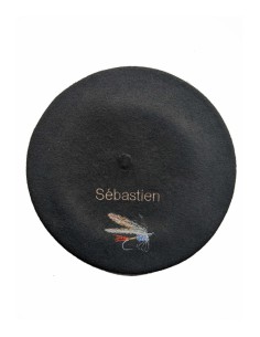 Béret Pêche à la mouche personnalisé noir brodé