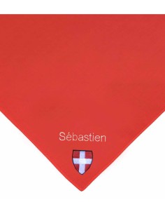 Foulard rouge croix savoie personnalisé par broderie
