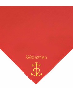 Foulard rouge Croix Camarguaise personnalisé par broderie