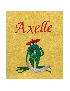 Drap de bain personnalisé prénom – motif Grenouille brodé
