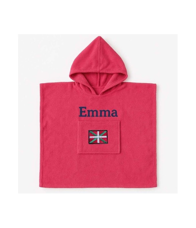 Poncho personnalisé – motif drapeau basque brodé